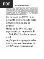 Acta de Reinicio de Obra