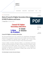 Role of Council of Higher Secondary Education (CHSE) Problems and Issues