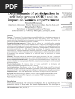 Determinants of Participation in Self-Help-Groups (SHG) and Its Impact On Women Empowerment