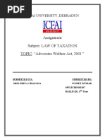 Assignment Subject: Law of Taxation TOPIC: "Advocates Welfare Act, 2001"