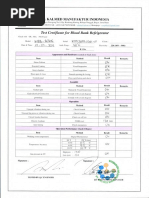 Sertifikat Tes Blood Bank Refrigerator