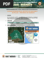 Reporte Preliminar N°462-Lluvias Intensas en El Distrito de San Pablo de Pillao - Huánuco