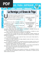 Ficha La Hormiga y El Grano de Trigo para Cuarto de Primaria