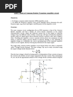 Lab#7: Study of Common Emitter Transistor Amplifier Circuit