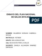 Ensayo Del Plan Nacional de Salud 2019