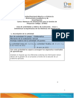 Guía de Actividades - Paso 1 - Sistemas de Información Especialidad