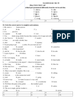 Practice Test 1-60' I. Circle The Word That Has The Underlined Part Pronounced Differently From The Rest in Each Line