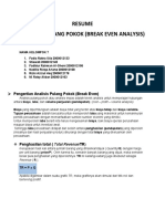 Resume Analisis Pulang Pokok (Analisis Break Even)