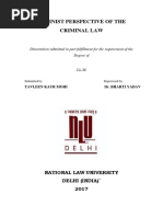 Feminist Perspective of The Criminal Law: Dissertation Submitted in Part Fulfillment For The Requirement of The Degree of