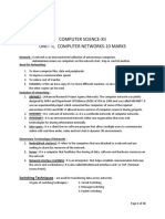 Computer Science-Xii Unit-Ii, Computer Networks-10 Marks: Switching Techniques