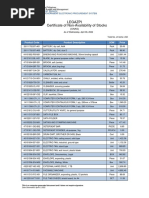 Legazpi Certificate of Non-Availability of Stocks: Product Code Product Description UOM Price