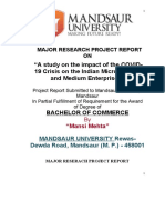 A Study On The Impact of The COVID-19 Crisis On The Indian Micro, Small and Medium Enterprises