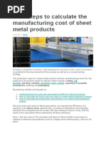 Four Steps To Calculate The Manufacturing Cost of Sheet Metal Products