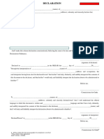 The Following Fields To Be Completed During Administration of Declaration