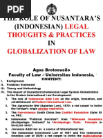 The Role of Nusantara'S (Indonesian) IN: Legal Thoughts & Practices Globalization of Law