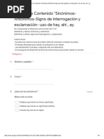 Prueba de Contenido - Sinónimos-Antónimos-Signo de Interrogación y Exclamación - Uso de Hay, Ahí, Ay. - Formularios de Google