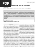 Crecimiento Cristalino de NaCl en Soluciones Acuosas