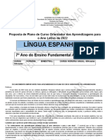 Língua Espanhola - Plano de Curso - 7º Ano