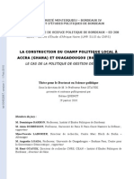 La construction du champ politique local à Accra (Ghana) et Ouagadougou (Burkina Faso). Le cas de la politique de gestion des déchets / The building of a local political field in Accra (Ghana) and Ouagadougou (Burkina Faso). The case of waste management policies