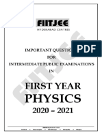 First Year Phyiscs Ipe Imp Q.bank 2020-2021 - (Hyderad Centres)