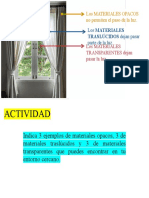 Actividad 3° Básico Materiales Opacos, Traslúcidos y Transparentes