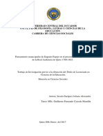 Pensamiento Emancipador de Eugenio Espejo en El Proceso de Independencia de La Real Audiencia de Quito 1780-1822. Quito-Ecuador.