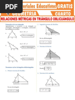 Relaciones Métricas en Triángulo Oblicuángulo para Cuarto Grado de Secundaria