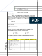 Survey Questionnaire: Statement Always Sometimes Often Never