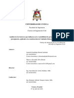 Análisis de Los Factores Que Influyen en La Variabilidad de Precios Unitarios en Un Presupuesto