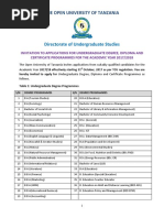 Directorate of Undergraduate Studies: The Open University of Tanzania