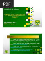 Types and Analysis of Dams: Cengr 3260 - Hydraulics