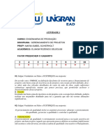 Atividade 01 GERENCIAMENTO DE PROJETOS UNIGRAN EAD