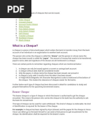 Types of Cheque and Types of Corss Cheques