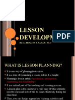 Lesson Development: By: Alfrazier S. Saraji, Ed.D