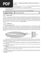 Physical Science, Q4 - Mod 1 - "Ancient and Modern Astronomy" (Grade 11) What I Need To Know