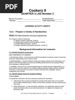 COOKERY 9 Quarter 3 LAS Number 2 (For Weeks 2-6)