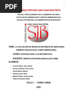 La Aplicación de Modelos Matemáticos Empleando Números Reales en El Campo Empresarial