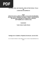 Efectos Socio Jurídicos de La Violación de Menores de Edad, en El Tribunal de Niños y Niñas y Adolecente de Santiago