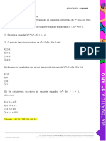 ATIVIDADE 15 - Equações Biquadradas