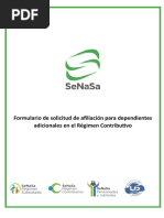 Formulario de Solicitud de Afiliación para Dependientes Adicionales en El Régimen Contributivo