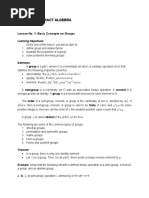 Math14 - Abstract Algebra Lecture Note: Lesson No. 1: Basic Concepts On Groups