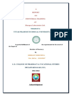 A ON Industrial Training AT Morepen Laboratories LTD.: Submitted To Uttar Pradesh Technical University, Lucknow