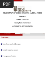 Indus Institute of Science Humanities & Liberal Studies Semester: I Subject: CALCULUS Faculty Name: Ronak Patel Unit-1-Partial Differentiation