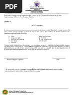 Annex G Health Form: Schools Division of Tarlac Province Victoria East District Calibungan High School