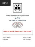 Title of The Project:-Starting A Small Food Business.: Maharashtra State Board of Technical Education