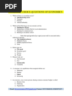 Multiple Choice Questions of Economics: A. Manufacturing Sector