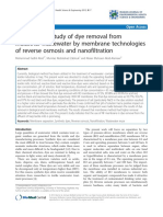 Experimental Study of Dye Removal From Textile WW by Membrane Technologies