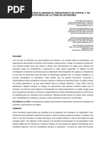 Las Técnicas para Elaborar El Presupuesto de Capital y Su Importancia en La Toma de Decisiones