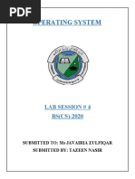 Operating System: Lab Session # 4 BS (CS) - 2020