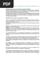 Tema 6.2 Tecnicas de Presupuesto o Proyecto de Inversión